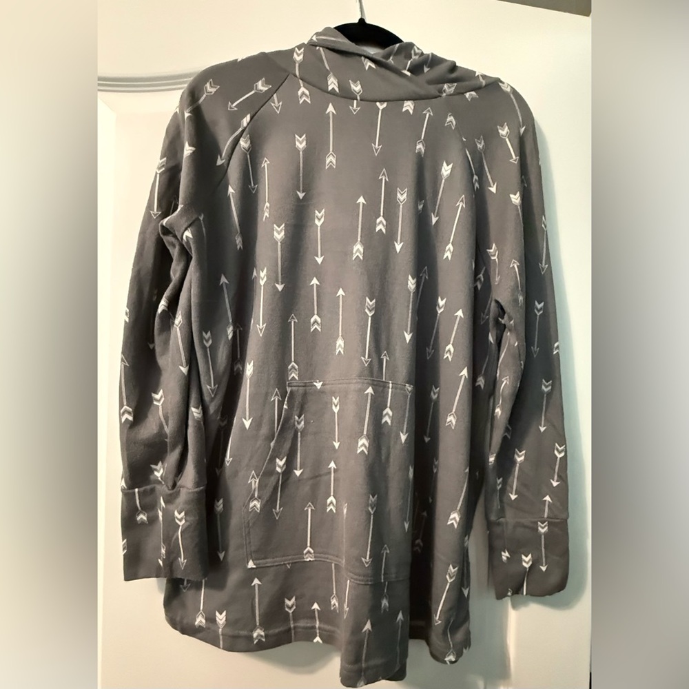 LuLaRoe Gray Pullover Hoodie with White Arrow Motif